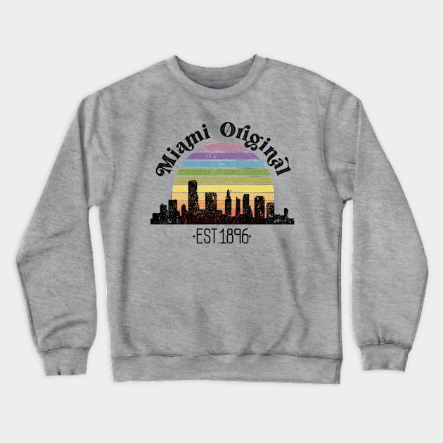 Miami Original Retro Rainbow Crewneck Sweatshirt by Perpetual Brunch